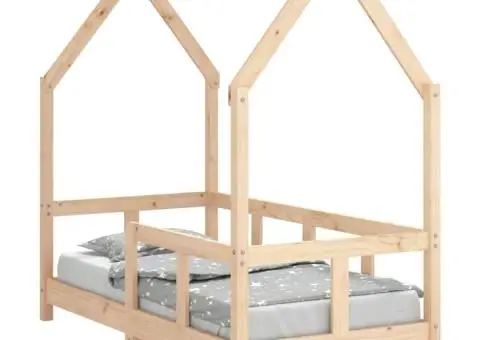 Cadru de pat pentru copii, 70x140 cm, lemn masiv de pin - 2/5