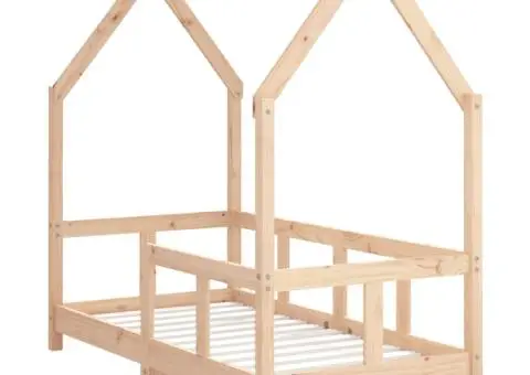 Cadru de pat pentru copii, 70x140 cm, lemn masiv de pin - 3/5