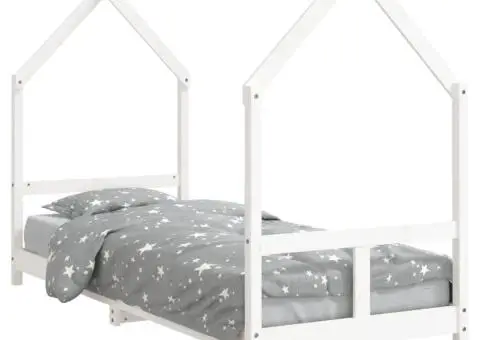 Cadru de pat pentru copii, alb, 80x200 cm, lemn masiv de pin - 2/5