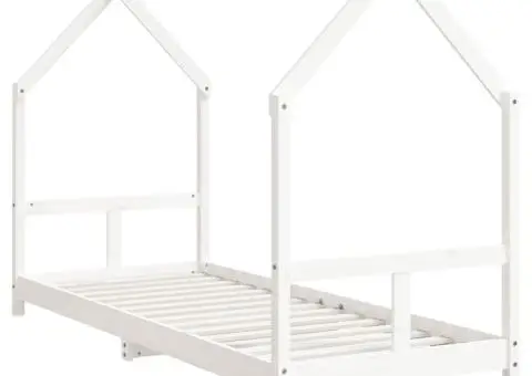 Cadru de pat pentru copii, alb, 80x200 cm, lemn masiv de pin - 3/5