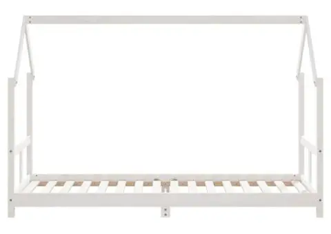 Cadru de pat pentru copii, alb, 80x200 cm, lemn masiv de pin - 4/5