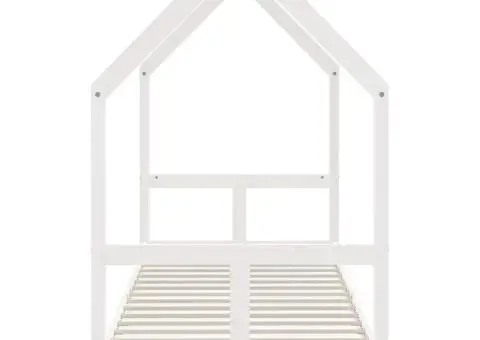 Cadru de pat pentru copii, alb, 80x200 cm, lemn masiv de pin - 5/5