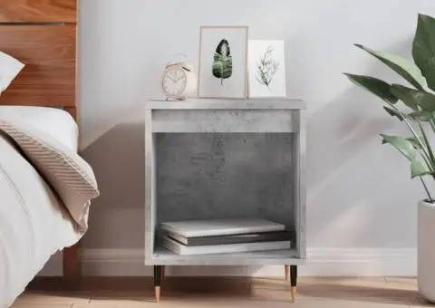 Noptieră, gri beton, 40x35x50 cm, lemn compozit - 1/5