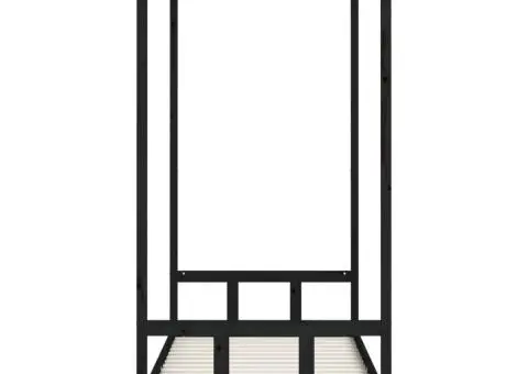 Cadru pat pentru copii, negru, 90x200 cm, lemn masiv de pin - 5/5