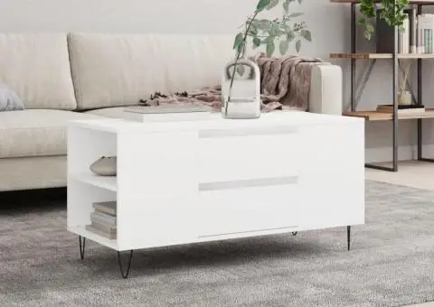 Măsuță de cafea, alb, 102x44,5x50 cm, lemn prelucrat - 1/5