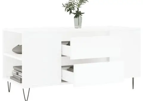 Măsuță de cafea, alb, 102x44,5x50 cm, lemn prelucrat - 4/5