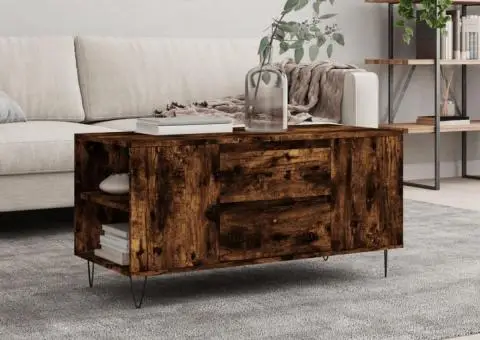 Măsuță de cafea, stejar afumat, 102x44,5x50 cm, lemn prelucrat - 1/5