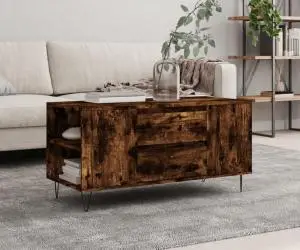 vidaXL Măsuță de cafea, stejar afumat, 102x44,5x50 cm, lemn prelucrat