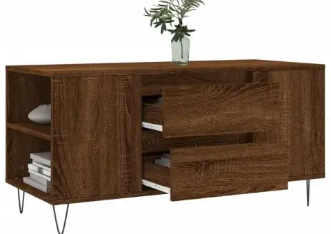 Măsuță de cafea, stejar maro, 102x44,5x50 cm, lemn prelucrat - 4/5