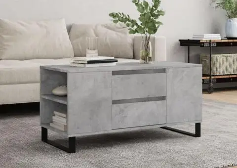 Măsuță de cafea, gri beton, 102x44,5x50 cm, lemn prelucrat - 1/5