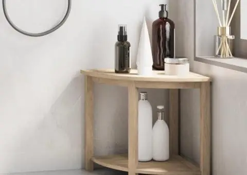 Măsuță laterală de baie, 45x45x45 cm, lemn masiv de tec - 1/5