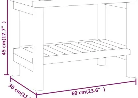 Măsuță laterală de baie, 60x30x45 cm, lemn masiv de tec - 5/5