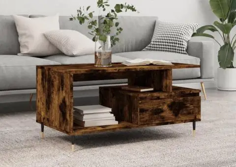 Măsuță de cafea, stejar fumuriu, 90x49x45 cm, lemn prelucrat - 1/5