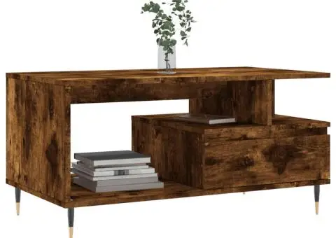 Măsuță de cafea, stejar fumuriu, 90x49x45 cm, lemn prelucrat - 3/5