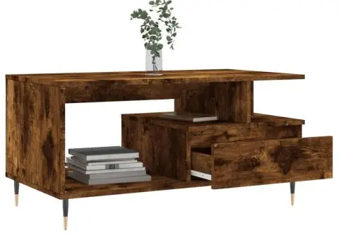 Măsuță de cafea, stejar fumuriu, 90x49x45 cm, lemn prelucrat - 4/5