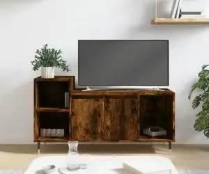 vidaXL Comodă TV, stejar fumuriu, 100x35x55 cm, lemn prelucrat
