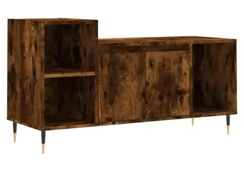 Comodă TV, stejar fumuriu, 100x35x55 cm, lemn prelucrat - 2/5