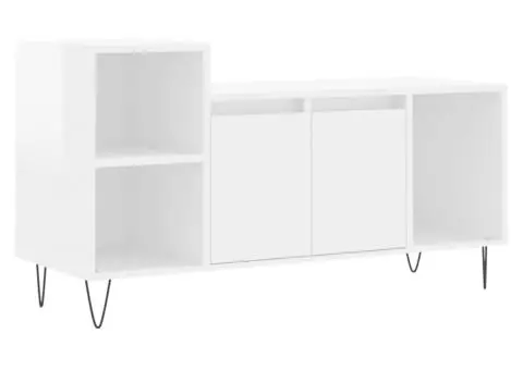 Comodă TV, alb extralucios, 100x35x55 cm, lemn prelucrat - 2/5