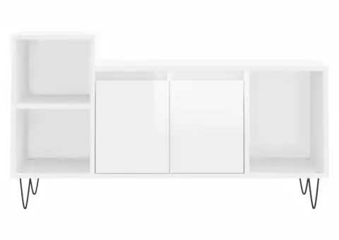 Comodă TV, alb extralucios, 100x35x55 cm, lemn prelucrat - 5/5