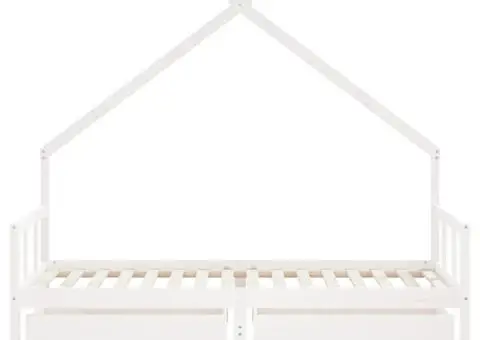 Cadru de pat cu sertare de copii, alb, 90x200 cm lemn masiv pin - 5/5