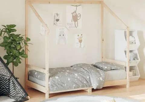 Cadru de pat pentru copii, 80x160 cm, lemn masiv de pin - 1/5