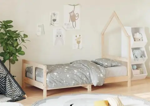 Cadru de pat pentru copii, 80x160 cm, lemn masiv de pin - 1/5