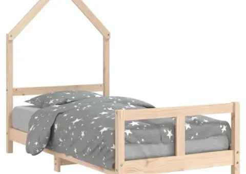Cadru de pat pentru copii, 80x160 cm, lemn masiv de pin - 2/5