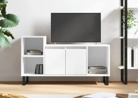 Comodă TV, alb, 100x35x55 cm, lemn prelucrat - 1/5