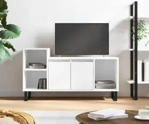 vidaXL Comodă TV, alb, 100x35x55 cm, lemn prelucrat