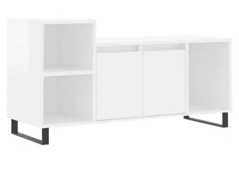 Comodă TV, alb extralucios, 100x35x55 cm, lemn prelucrat - 2/5