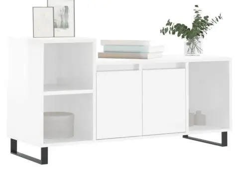 Comodă TV, alb extralucios, 100x35x55 cm, lemn prelucrat - 3/5