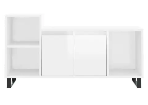 Comodă TV, alb extralucios, 100x35x55 cm, lemn prelucrat - 5/5