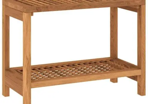 Măsuță laterală de baie, 60x30x45 cm, lemn masiv de tec - 2/5