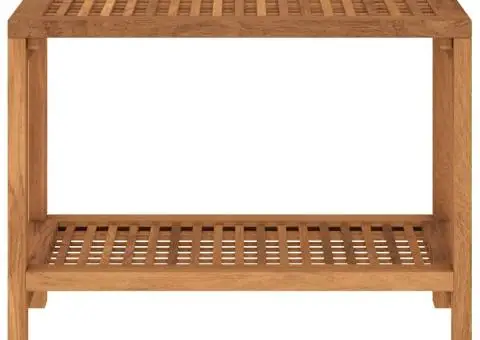 Măsuță laterală de baie, 60x30x45 cm, lemn masiv de tec - 3/5