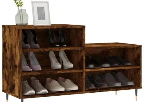 Pantofar, stejar fumuriu, 102x36x60 cm, lemn prelucrat - 3/3