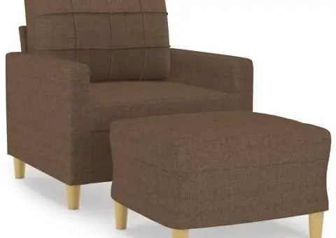 Fotoliu canapea cu taburet, maro, 60 cm, material textil - 2/5