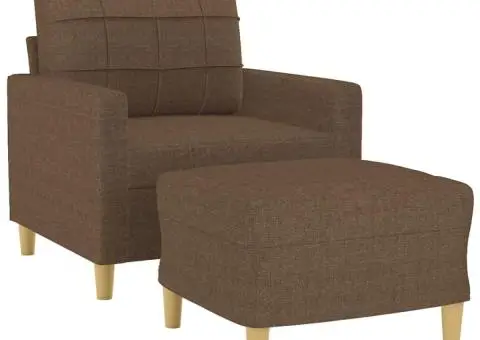 Fotoliu canapea cu taburet, maro, 60 cm, material textil - 3/5