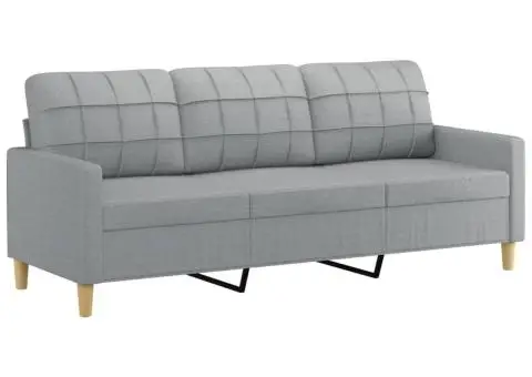 Canapea cu 3 locuri și taburet, gri deschis, 180 cm, textil - 4/5