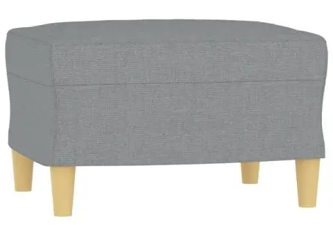 Canapea cu 3 locuri și taburet, gri deschis, 180 cm, textil - 5/5