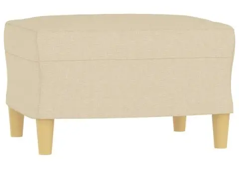 Canapea cu 3 locuri cu taburet, crem, 180 cm, material textil - 5/5