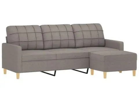 Canapea cu 3 locuri și taburet, taupe, 180 cm, material textil - 3/5