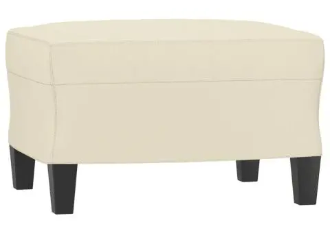 Canapea cu 3 locuri și taburet, crem, 180 cm, piele ecologică - 5/5