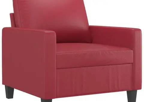 Fotoliu canapea cu taburet, roșu vin, 60 cm, piele ecologică - 4/5