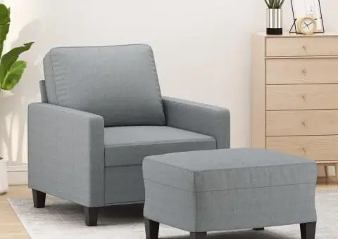 Fotoliu canapea cu taburet, gri deschis, 60 cm, textil - 1/5