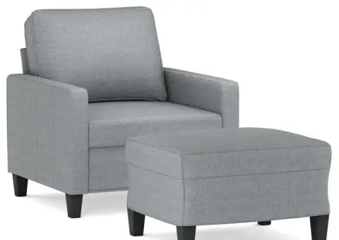 Fotoliu canapea cu taburet, gri deschis, 60 cm, textil - 2/5