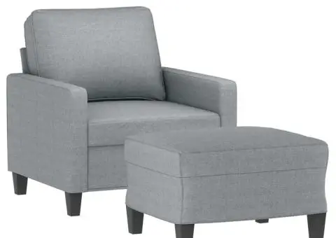 Fotoliu canapea cu taburet, gri deschis, 60 cm, textil - 3/5