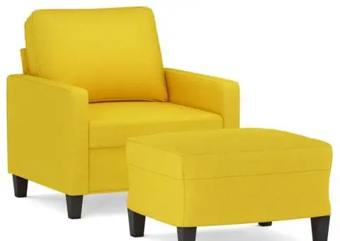 Fotoliu canapea cu taburet, galben deschis, 60 cm, textil - 2/5