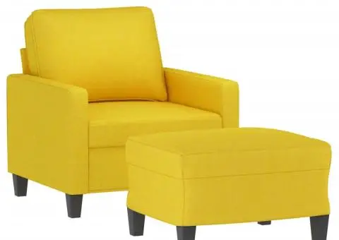 Fotoliu canapea cu taburet, galben deschis, 60 cm, textil - 3/5