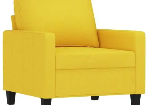 Fotoliu canapea cu taburet, galben deschis, 60 cm, textil - 4/5