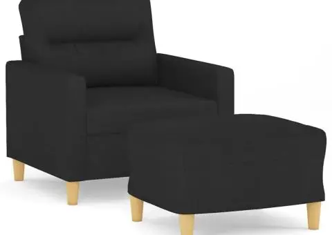 Fotoliu canapea cu taburet, negru, 60 cm, material textil - 2/5